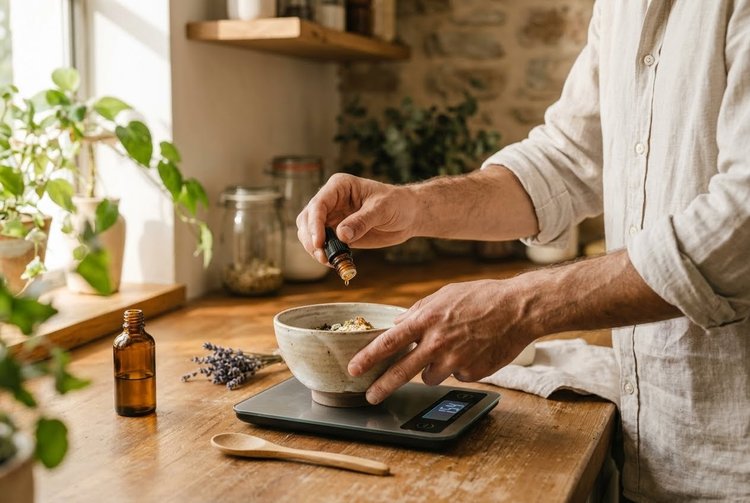 Beneficios de la cosmética capilar casera: cuida tu pelo y el medio ambiente desde casa Manos preparando de forma sencilla un champú casero con ingredientes naturales en el hogar